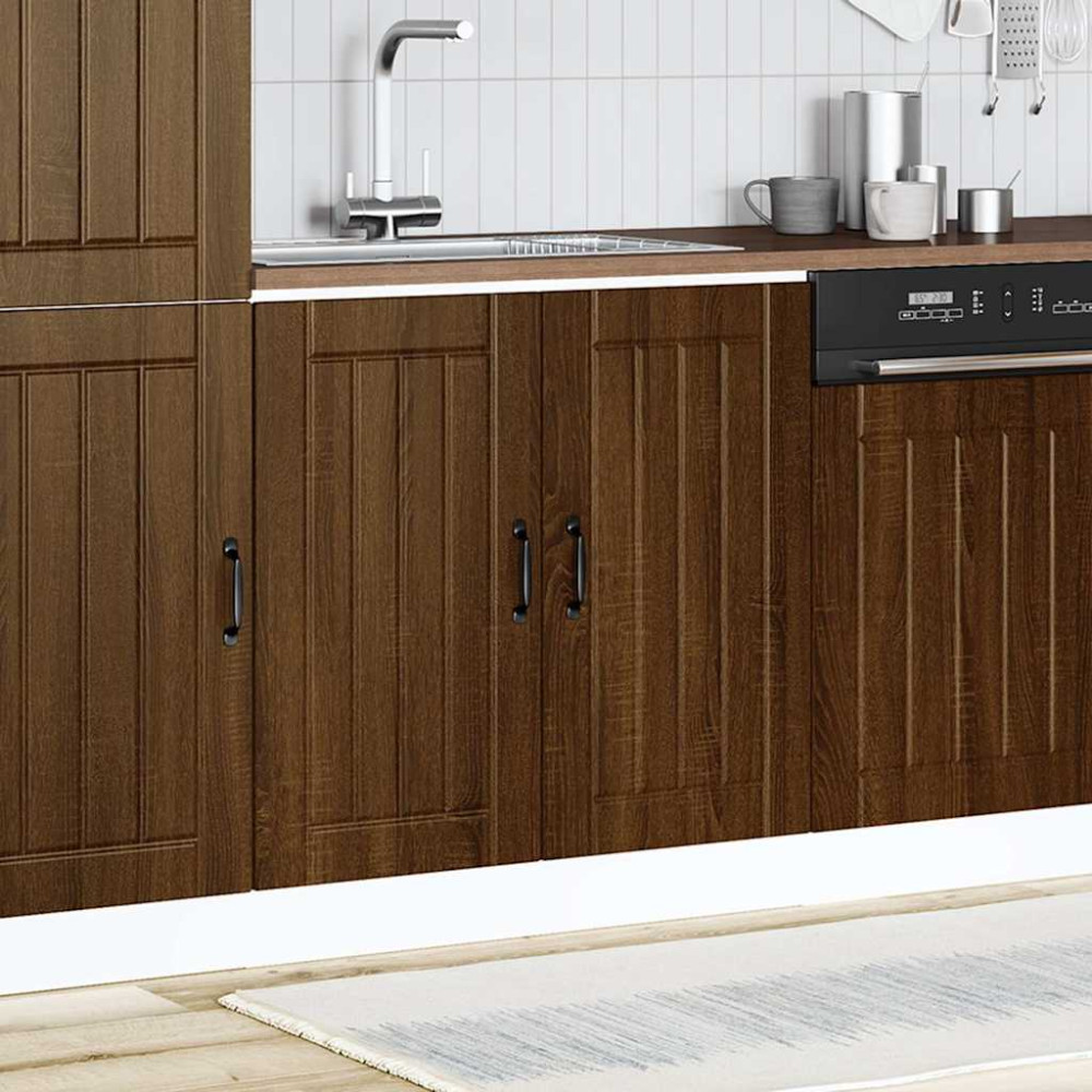 Produktbild för Basskåp med diskbänk Lucca brun ek konstruerat trä
