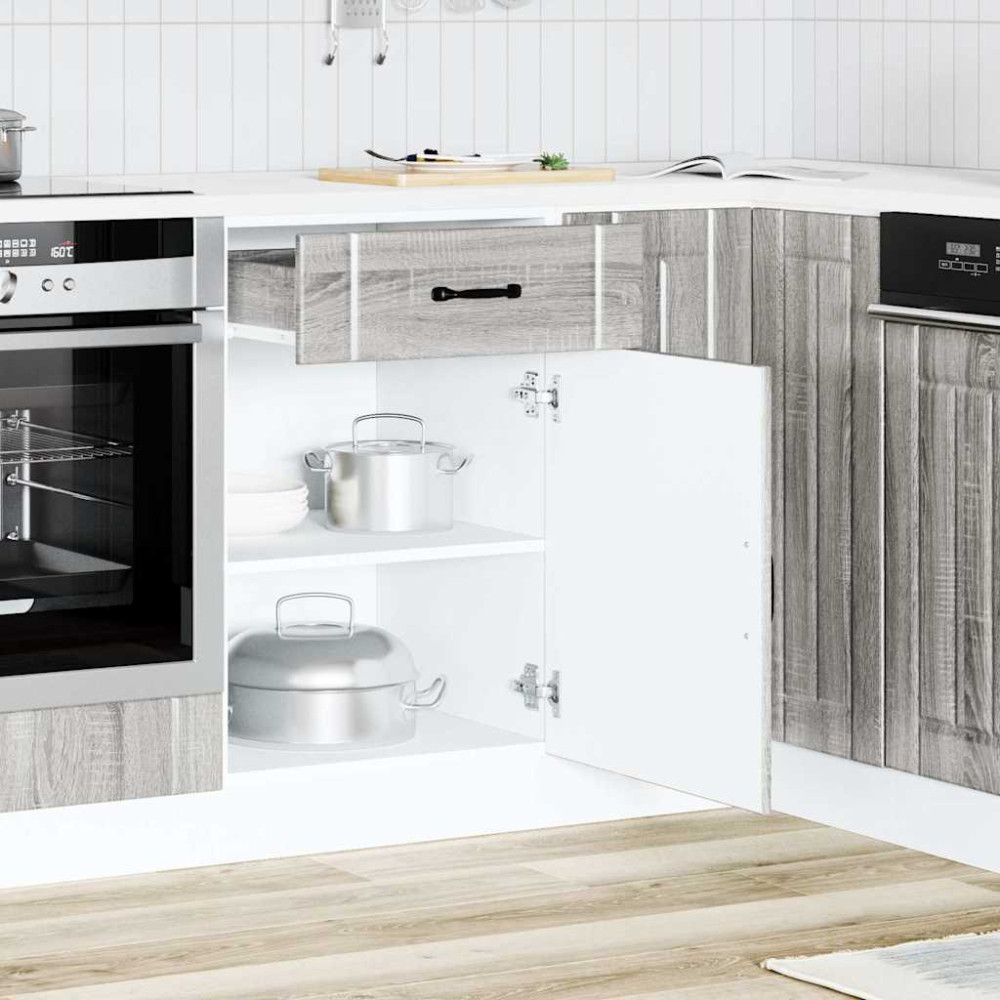Produktbild för Basskåp för kök Lucca grå sonoma konstruerat trä
