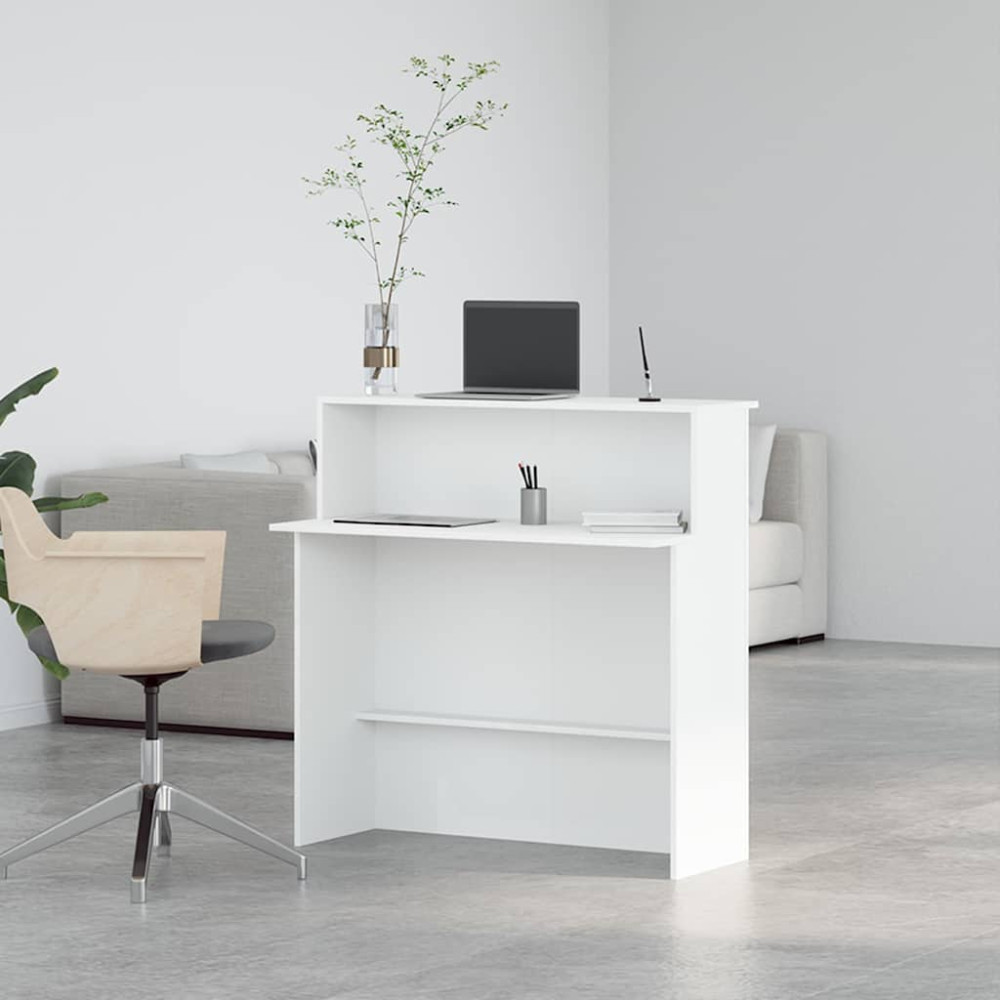 Produktbild för Receptionsdisk vit 100x50x103,5 cm konstruerat trä