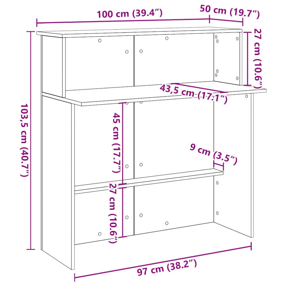 Produktbild för Receptionsdisk svart 100x50x103,5 cm konstruerat trä