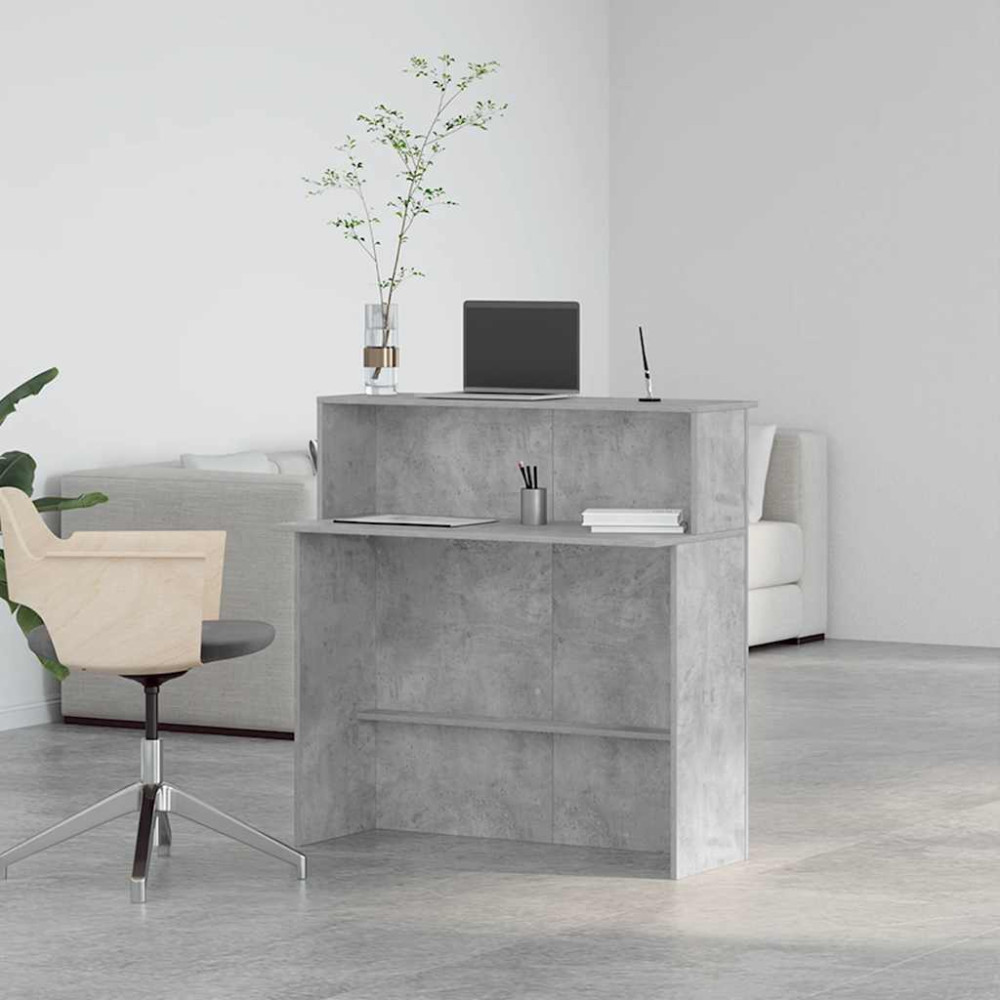 Produktbild för Receptionsdisk betonggrå 100x50x103,5 cm konstruerat trä