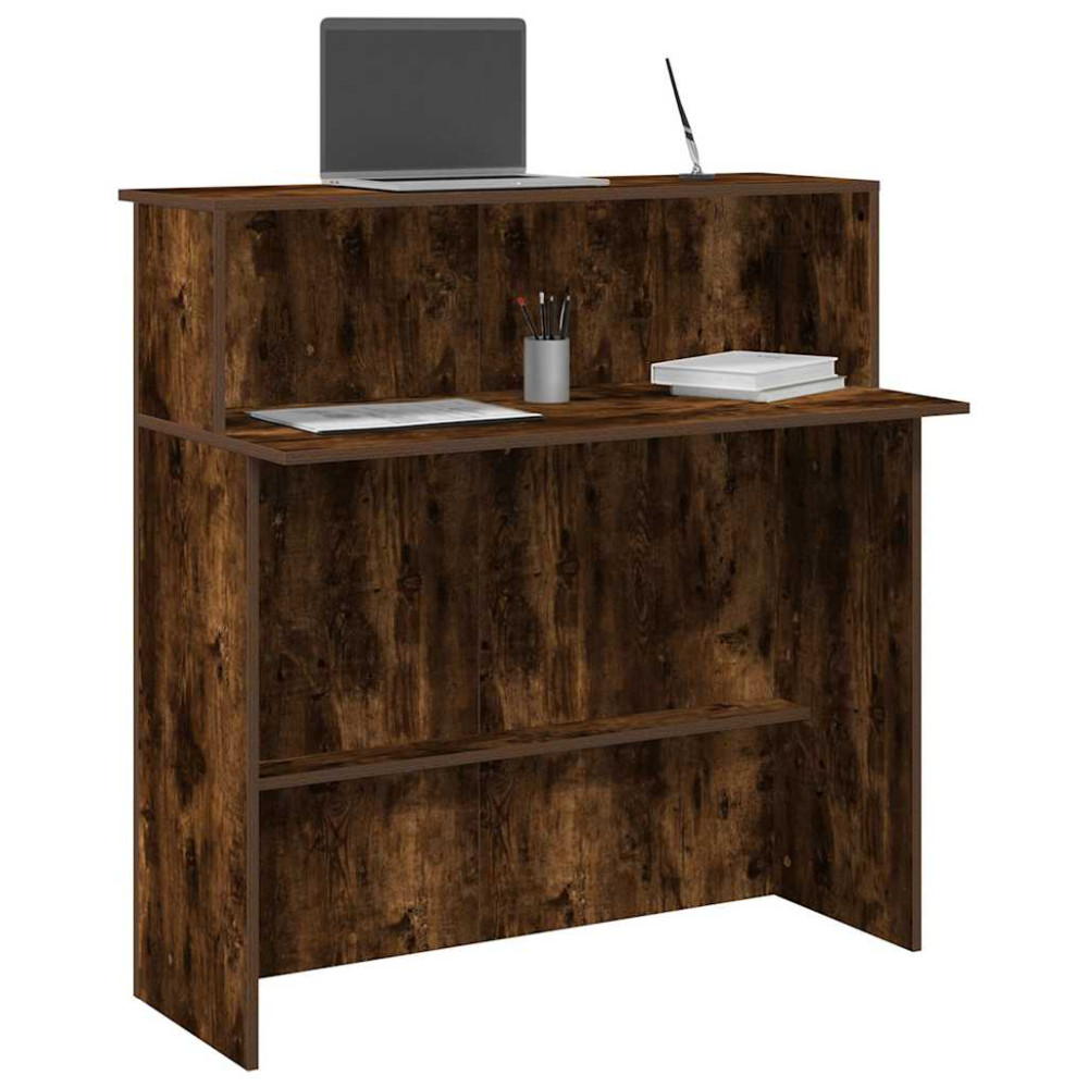 Produktbild för Receptionsdisk rökfärgad ek 100x50x103,5 cm konstruerat trä
