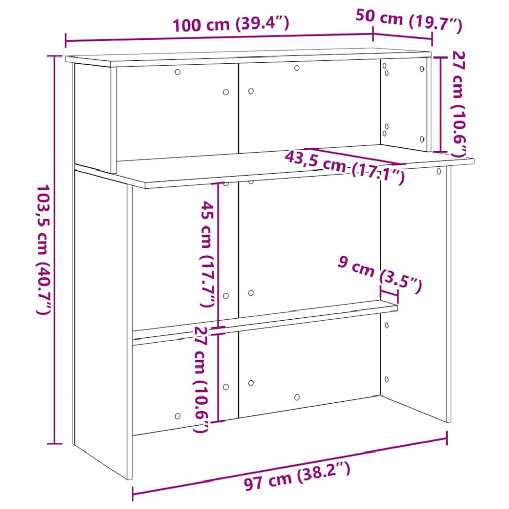 Produktbild för Receptionsdisk grå sonoma 100x50x103,5 cm konstruerat trä