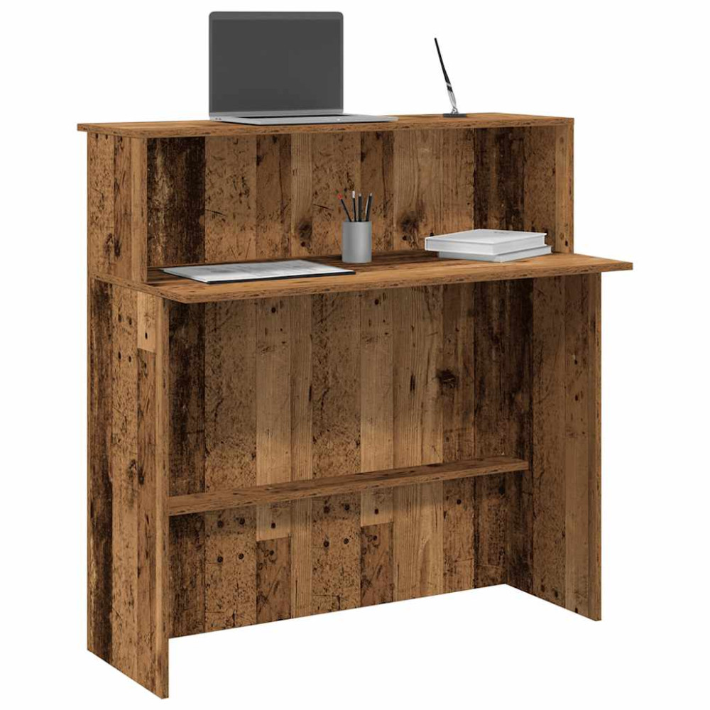 Produktbild för Receptionsdisk åldrat trä 100x50x103,5 cm konstruerat trä