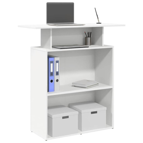 vidaXL Receptionsdisk vit 100x40x104 cm konstruerat trä