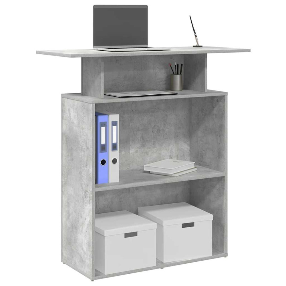 Produktbild för Receptionsdisk betonggrå 100x40x104 cm konstruerat trä