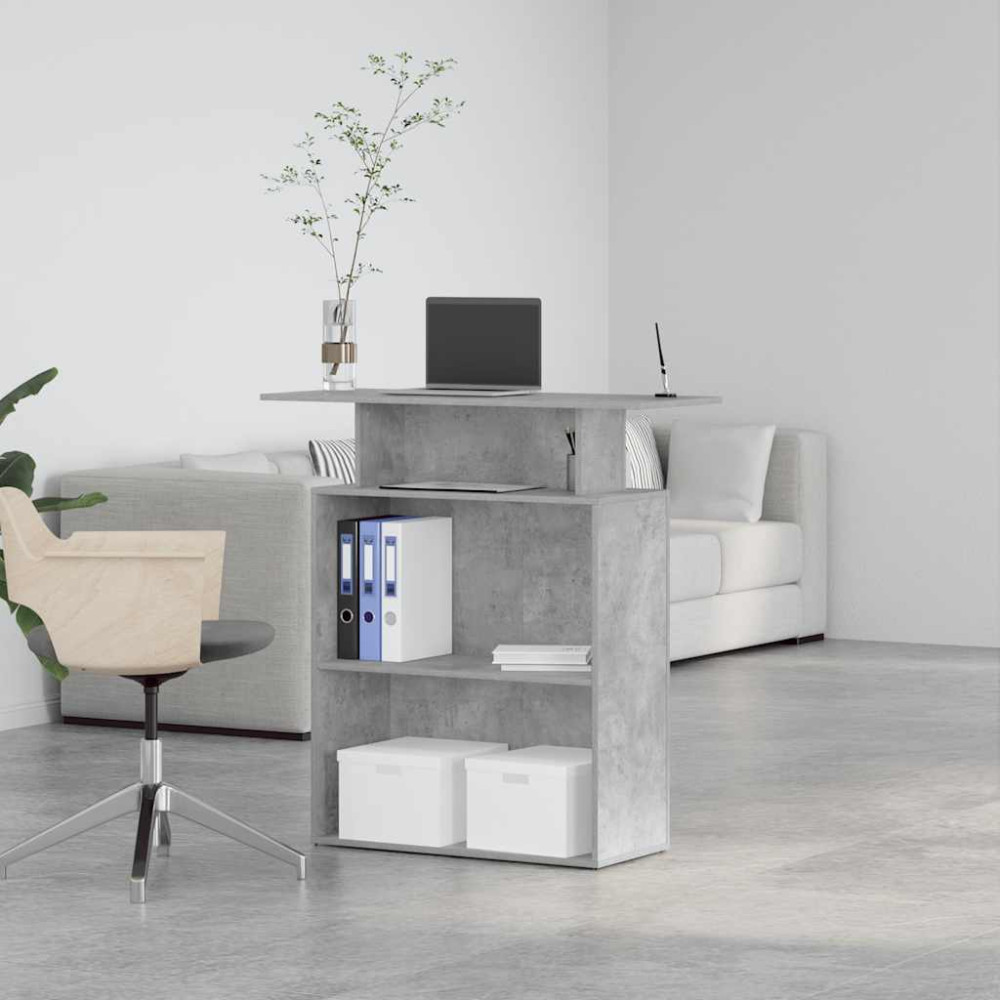 Produktbild för Receptionsdisk betonggrå 100x40x104 cm konstruerat trä