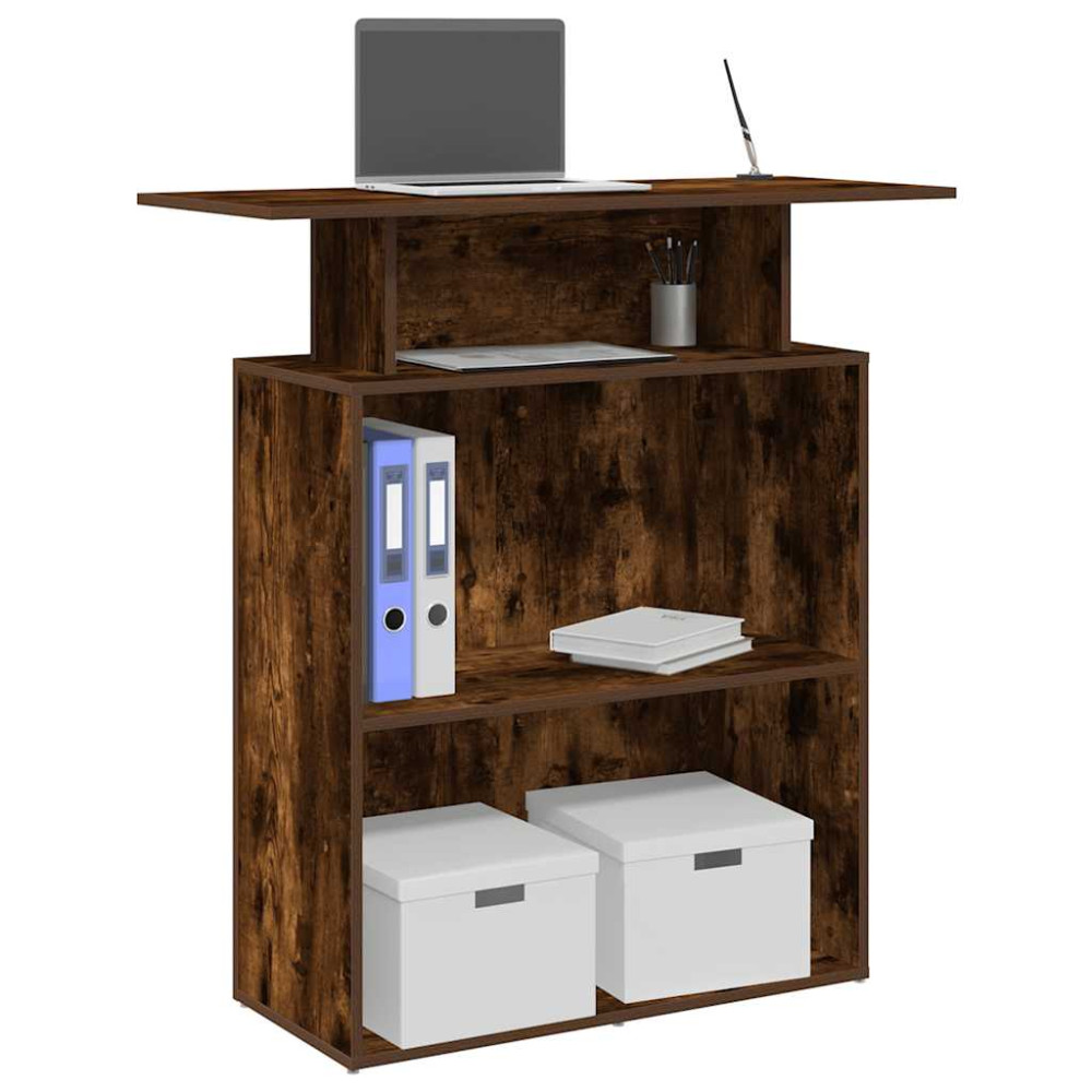 Produktbild för Receptionsdisk rökfärgad ek 100x40x104 cm konstruerat trä