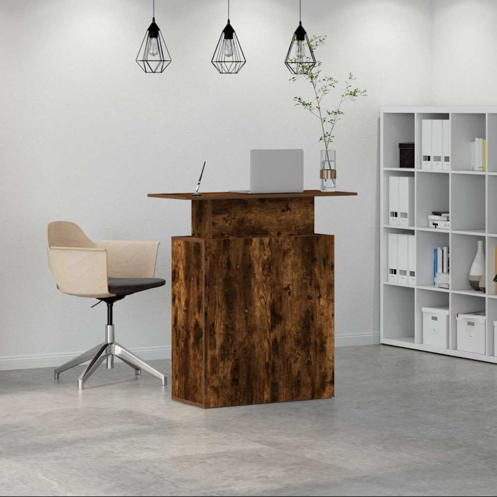 Produktbild för Receptionsdisk rökfärgad ek 100x40x104 cm konstruerat trä