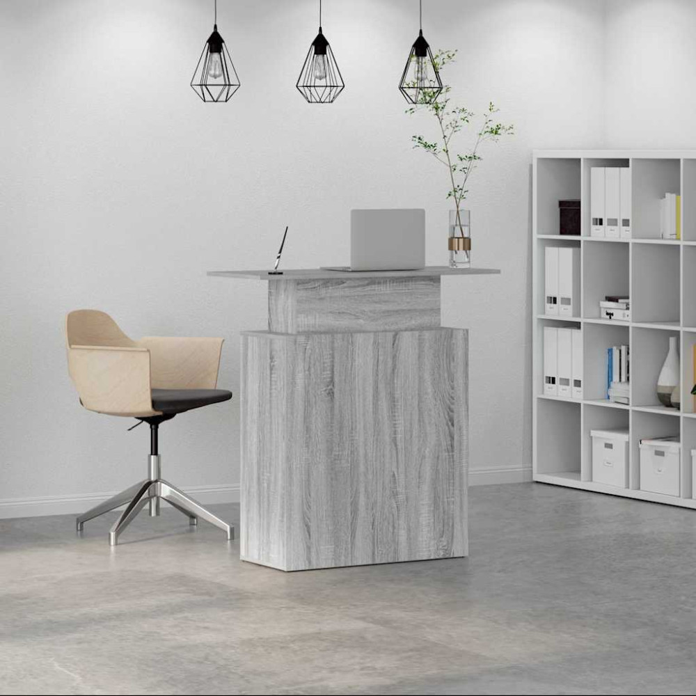 Produktbild för Receptionsdisk grå sonoma 100x40x104 cm konstruerat trä