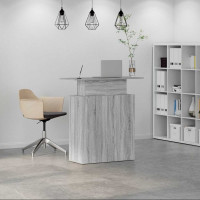 Produktbild för Receptionsdisk grå sonoma 100x40x104 cm konstruerat trä