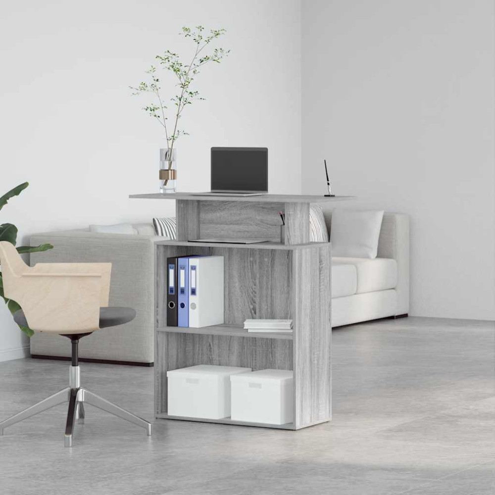 Produktbild för Receptionsdisk grå sonoma 100x40x104 cm konstruerat trä