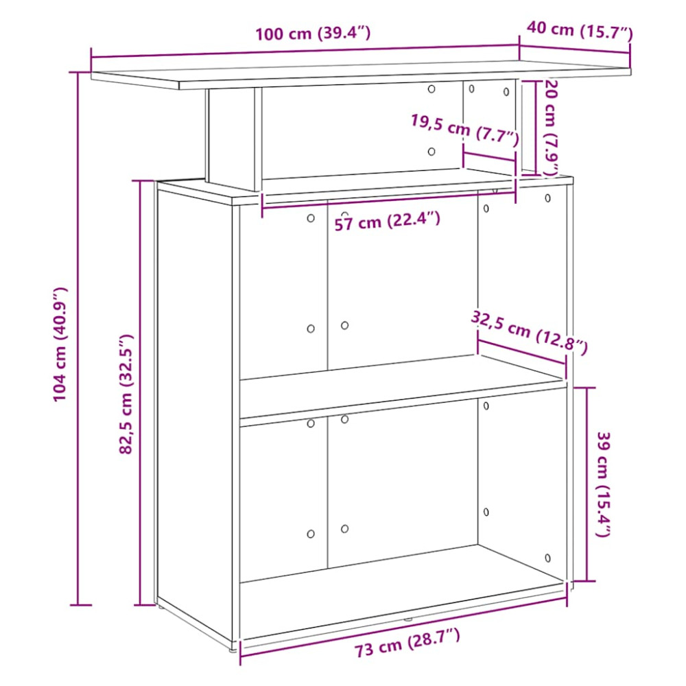 Produktbild för Receptionsdisk grå sonoma 100x40x104 cm konstruerat trä