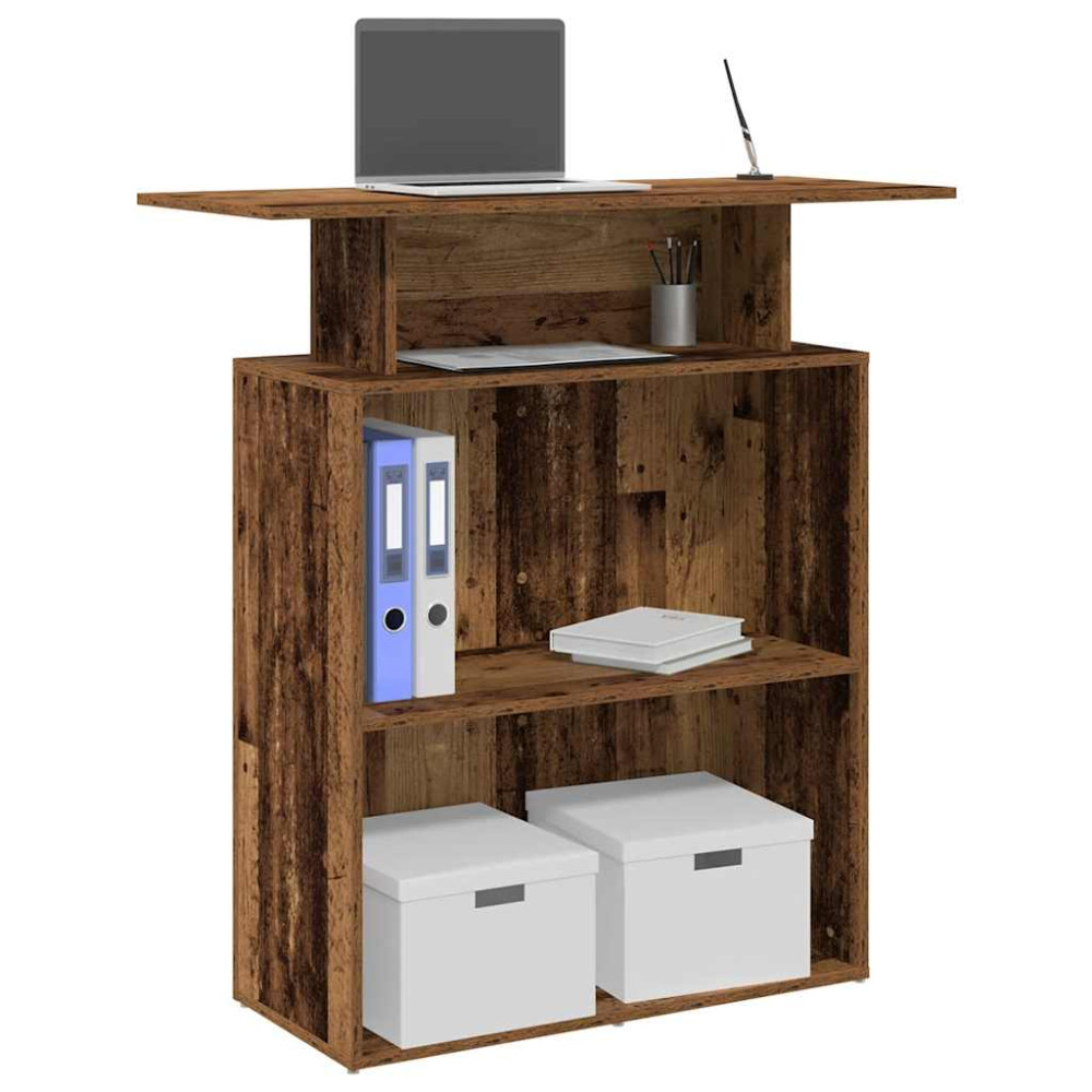 Produktbild för Receptionsdisk åldrat trä 100x40x104 cm konstruerat trä