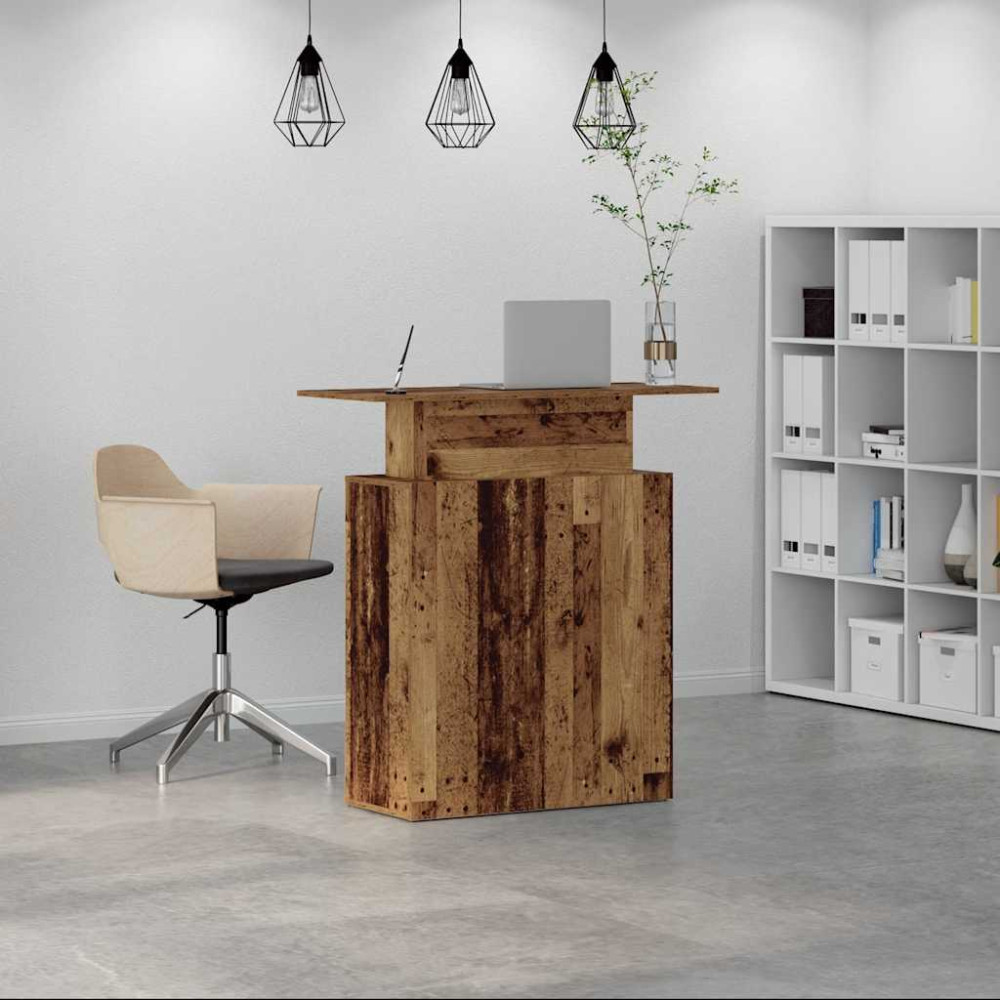 Produktbild för Receptionsdisk åldrat trä 100x40x104 cm konstruerat trä