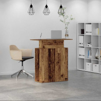 Produktbild för Receptionsdisk åldrat trä 100x40x104 cm konstruerat trä
