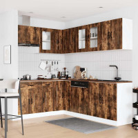 Produktbild för Köksskåpsset Kalmar 11 delar rökfärgad ek konstruerat trä