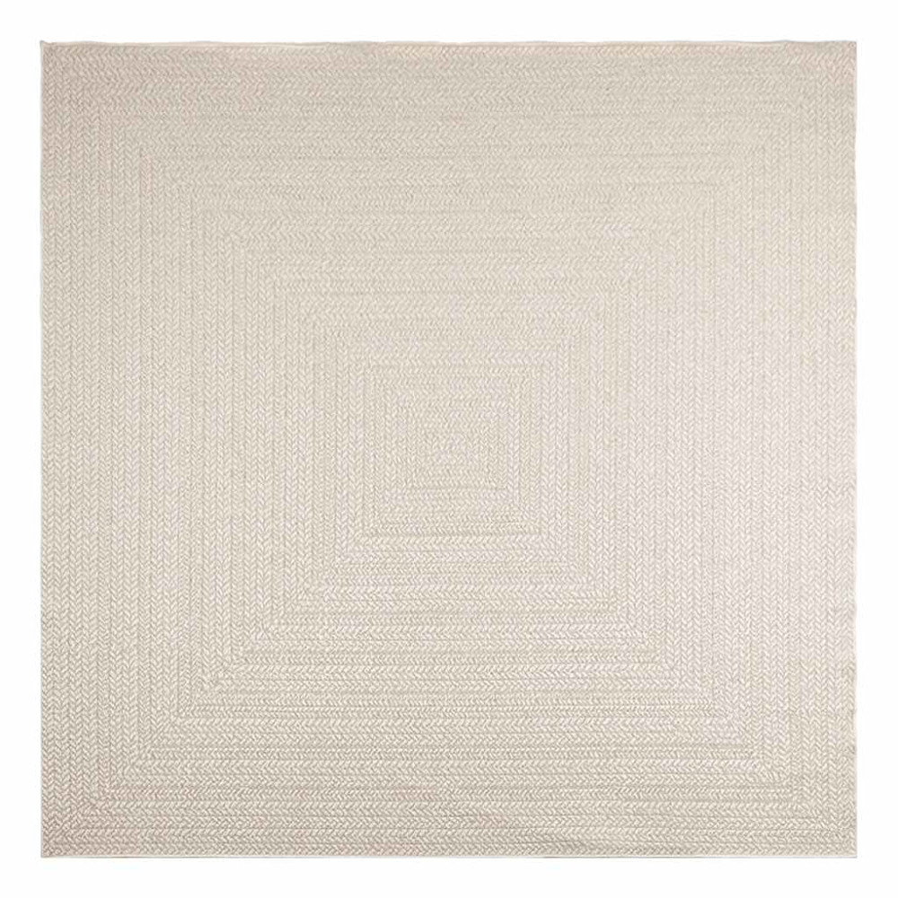 Produktbild för Matta ZIZUR gräddvit 240x240 cm jutelook inomhus och utomhus