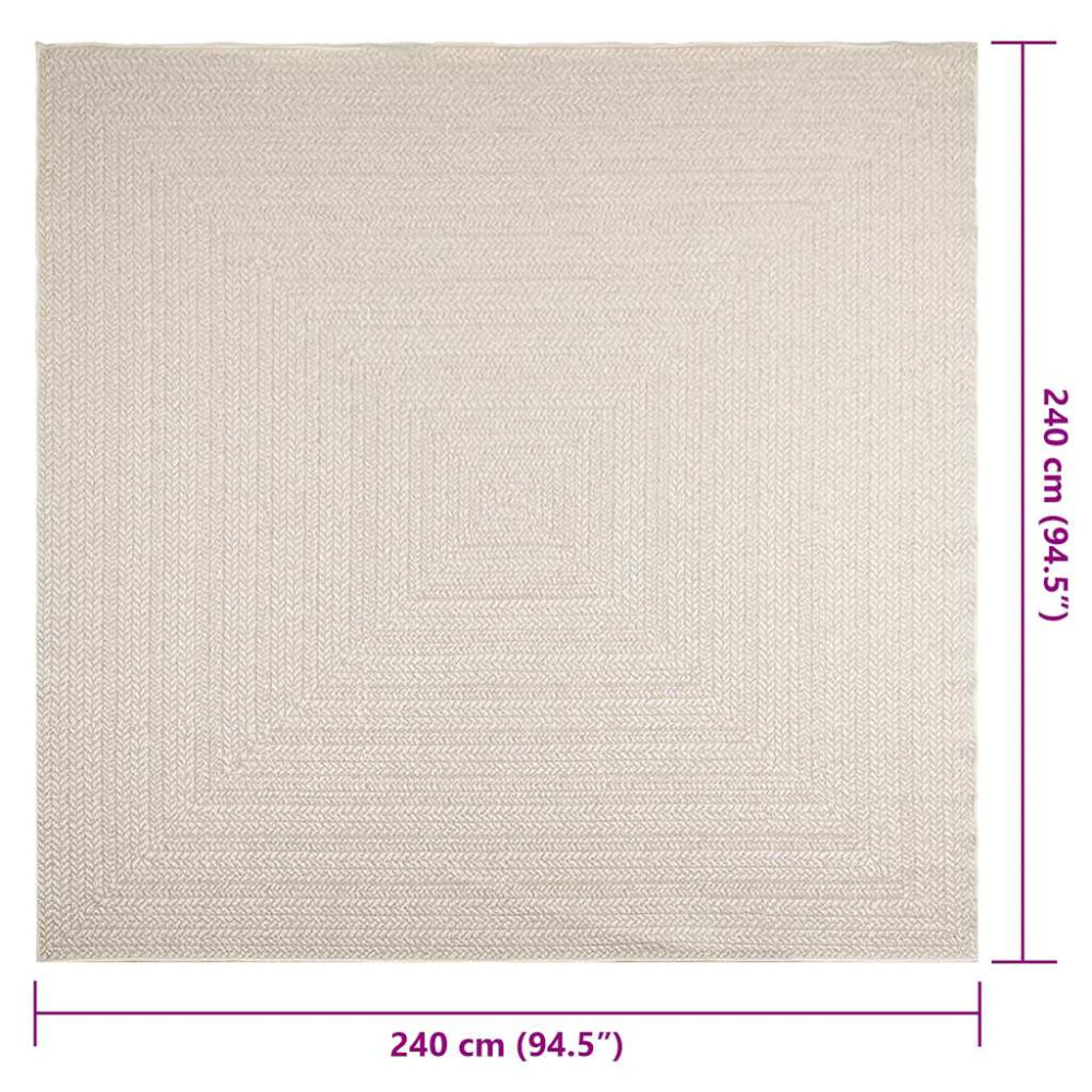 Produktbild för Matta ZIZUR gräddvit 240x240 cm jutelook inomhus och utomhus