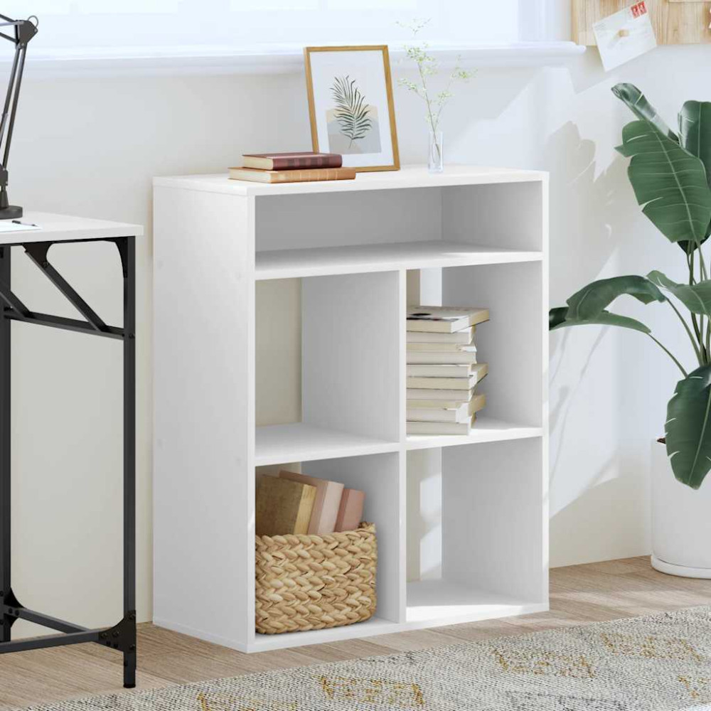 Produktbild för Bokhylla vit 66x31x80 cm spånskiva
