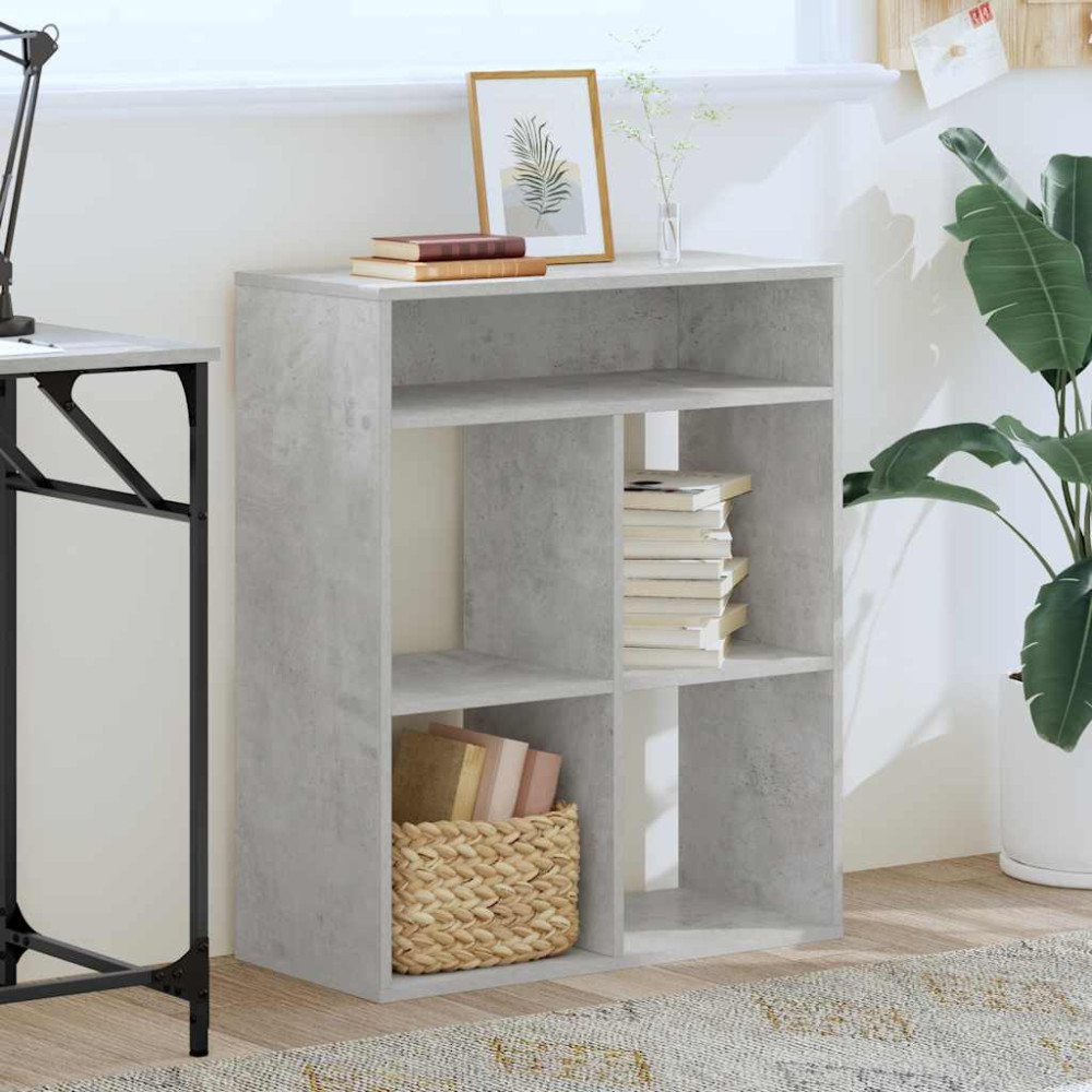 Produktbild för Bokhylla betonggrå 66x31x80 cm konstruerat trä
