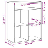 Produktbild för Bokhylla betonggrå 66x31x80 cm konstruerat trä