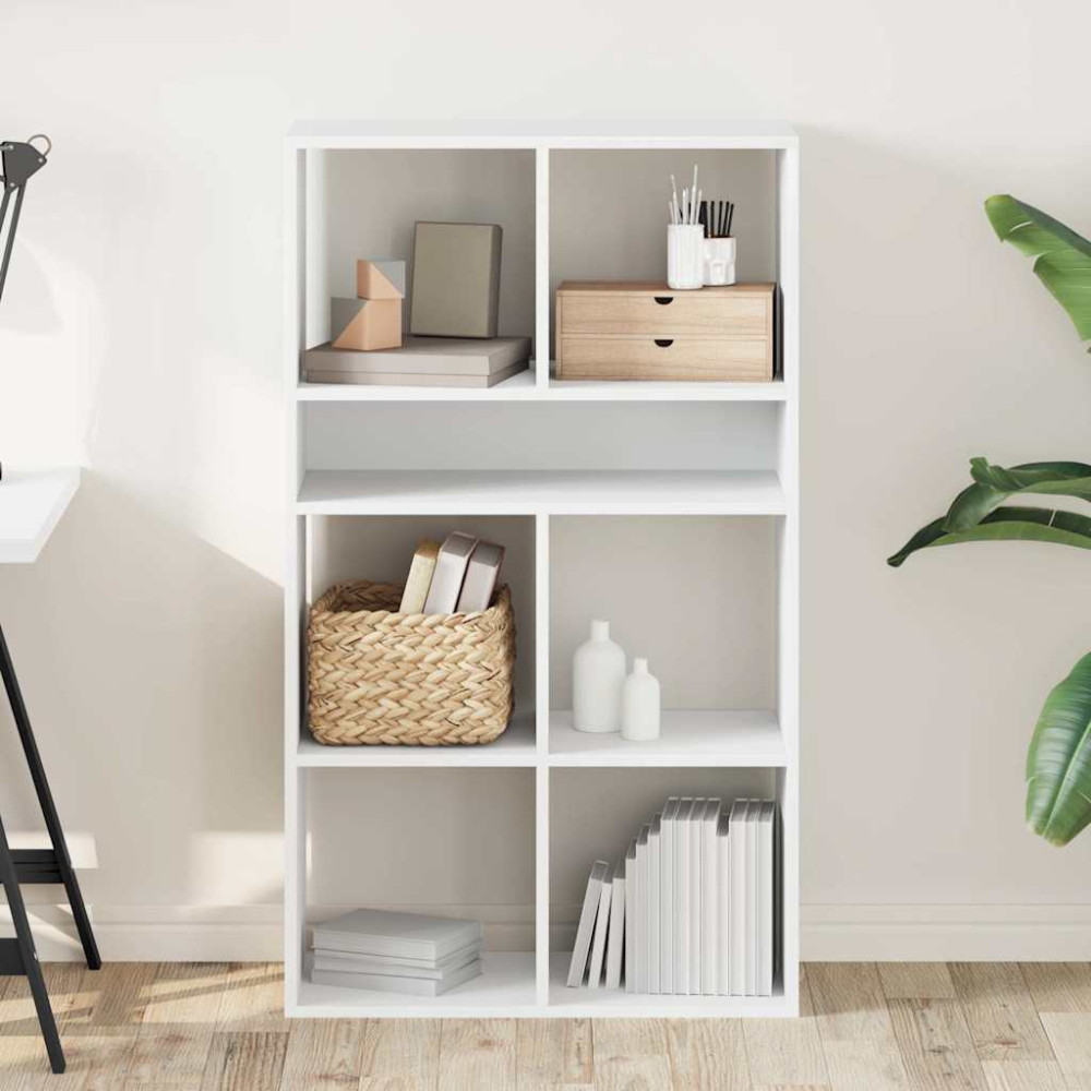 Produktbild för Bokhylla vit 66x31x112 cm spånskiva