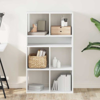 Produktbild för Bokhylla vit 66x31x112 cm spånskiva