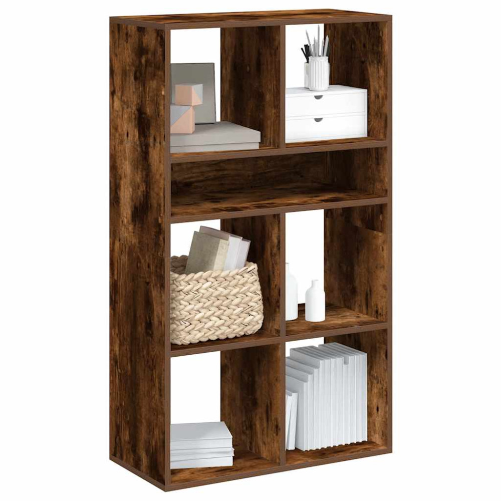 Produktbild för Bokhylla rökfärgad ek 66x31x112 cm konstruerat trä