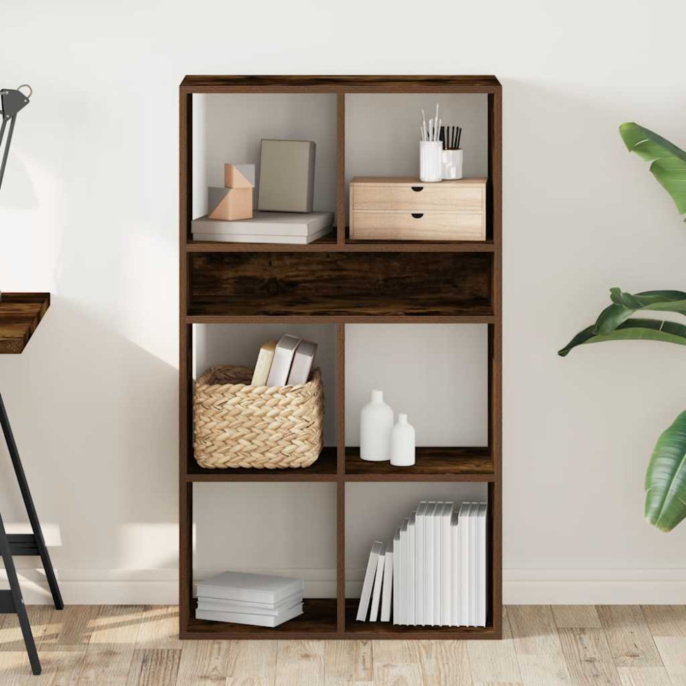 Produktbild för Bokhylla rökfärgad ek 66x31x112 cm konstruerat trä