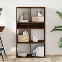 Produktbild för Bokhylla rökfärgad ek 66x31x112 cm konstruerat trä
