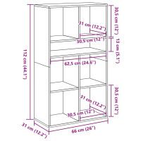 Produktbild för Bokhylla rökfärgad ek 66x31x112 cm konstruerat trä