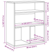 Produktbild för Bokhylla vit 60x30x71,5 cm konstruerat trä