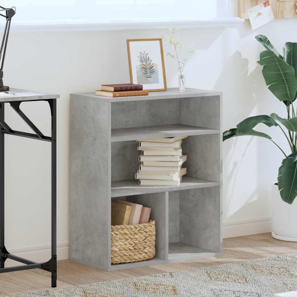 Produktbild för Bokhylla betonggrå 60x30x71,5 cm konstruerat trä