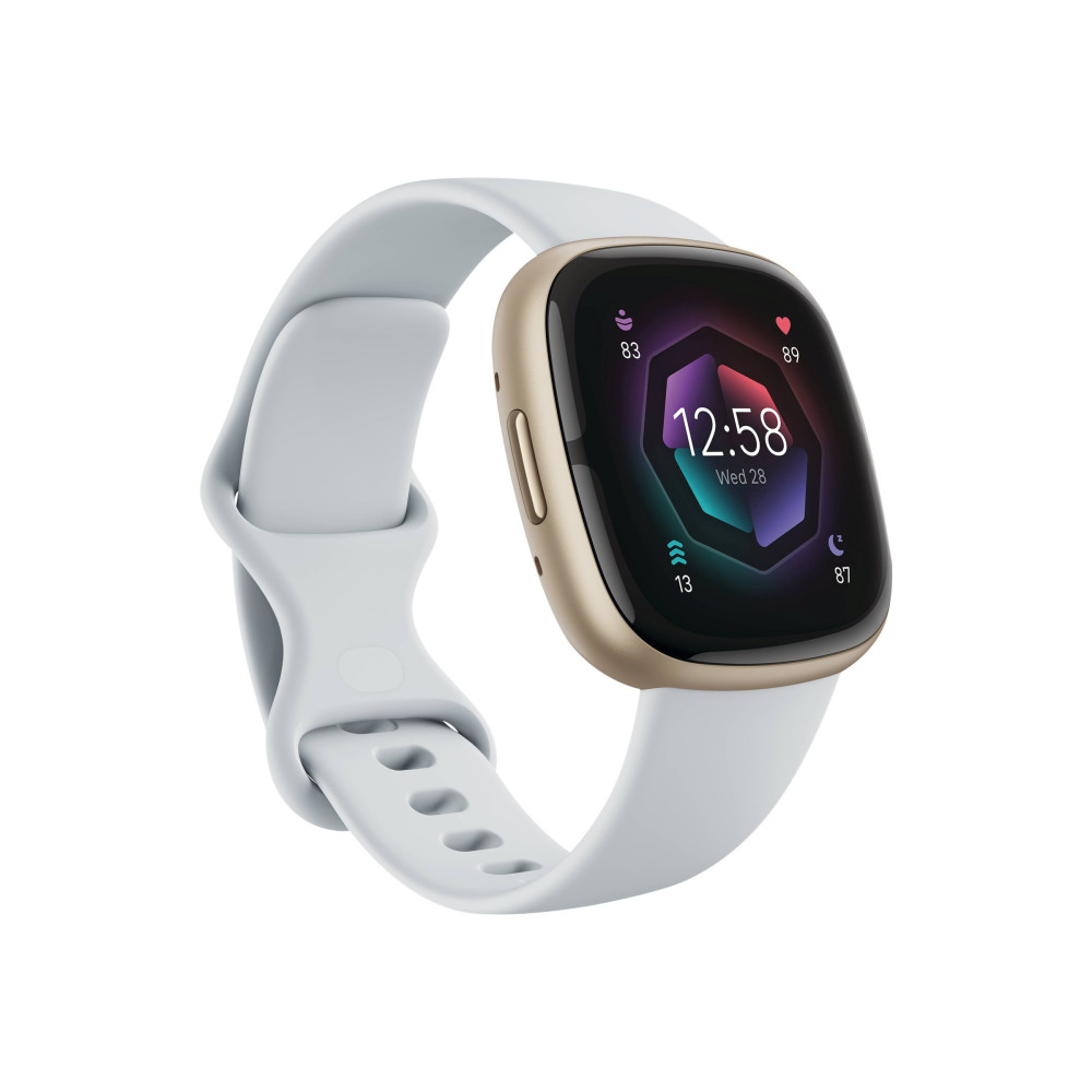 Produktbild för Fitbit Sense 2 - mjukt guldaluminium - smart klocka med band - blue mist
