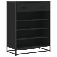 Produktbild för Skoskåp svart 75x38x97,5 cm konstruerat trä och metall