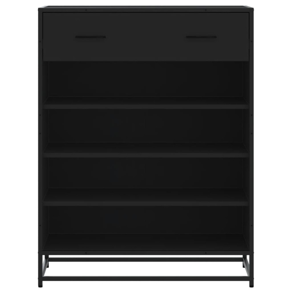Produktbild för Skoskåp svart 75x38x97,5 cm konstruerat trä och metall