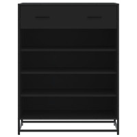 Produktbild för Skoskåp svart 75x38x97,5 cm konstruerat trä och metall
