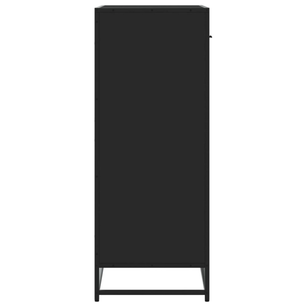 Produktbild för Skoskåp svart 75x38x97,5 cm konstruerat trä och metall