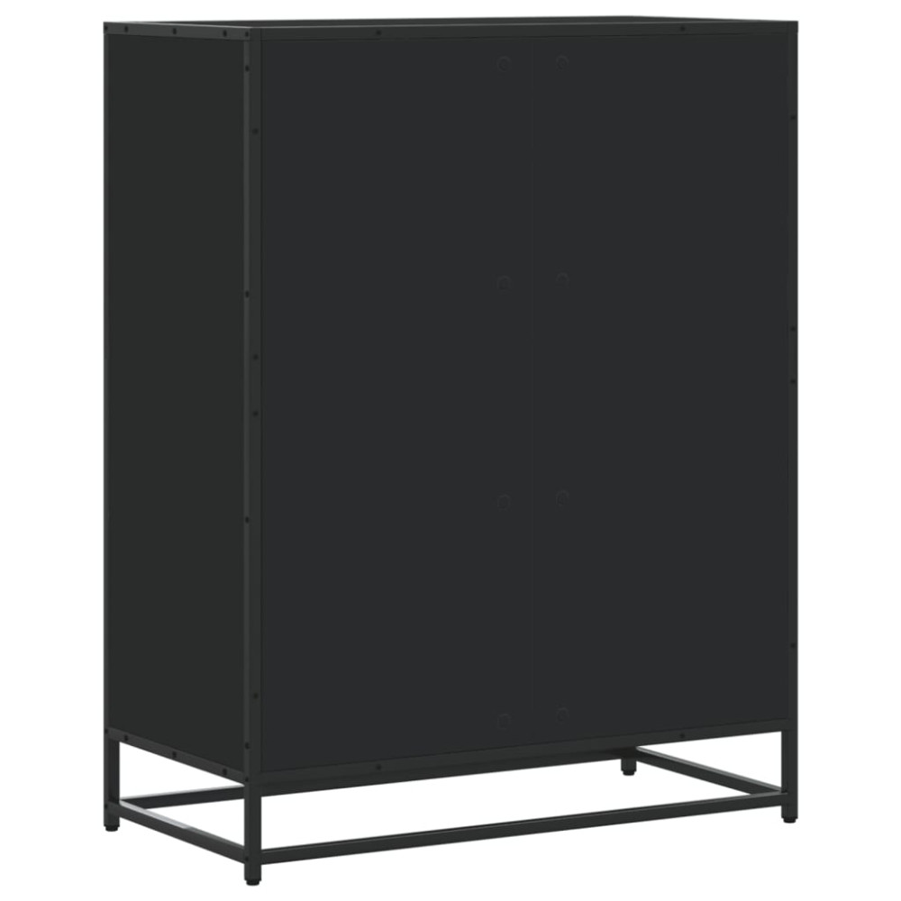 Produktbild för Skoskåp svart 75x38x97,5 cm konstruerat trä och metall