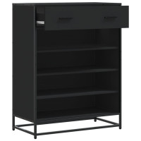 Produktbild för Skoskåp svart 75x38x97,5 cm konstruerat trä och metall