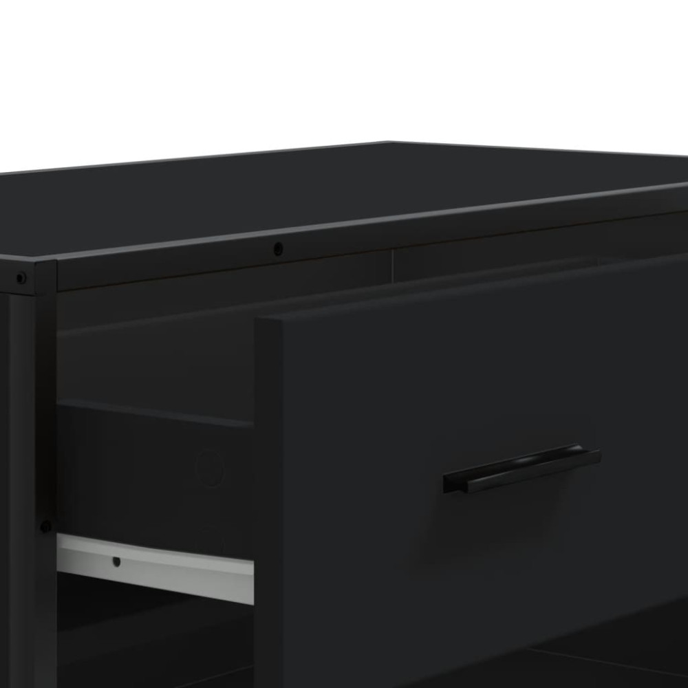 Produktbild för Skoskåp svart 75x38x97,5 cm konstruerat trä och metall
