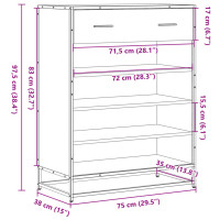 Produktbild för Skoskåp svart 75x38x97,5 cm konstruerat trä och metall