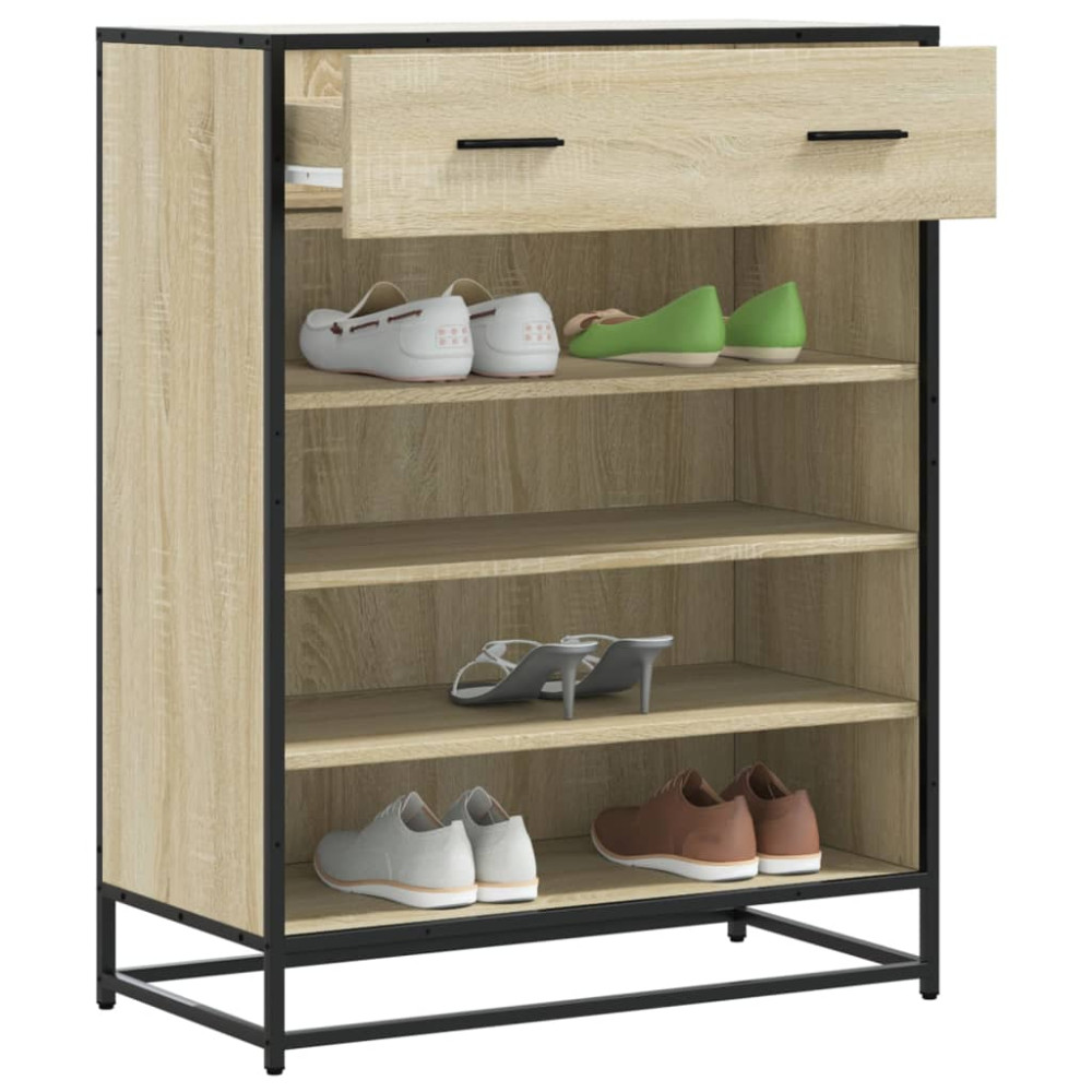 Produktbild för Skoskåp sonoma-ek 75x38x97,5 cm konstruerat trä och metall