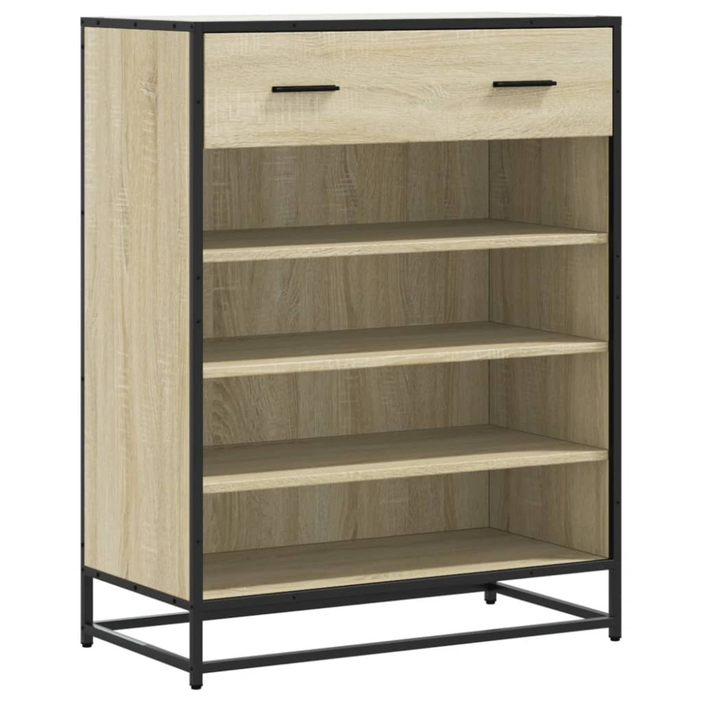 Produktbild för Skoskåp sonoma-ek 75x38x97,5 cm konstruerat trä och metall