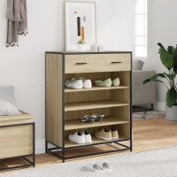 Produktbild för Skoskåp sonoma-ek 75x38x97,5 cm konstruerat trä och metall