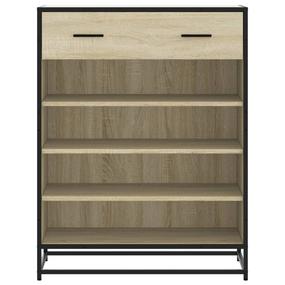 Produktbild för Skoskåp sonoma-ek 75x38x97,5 cm konstruerat trä och metall