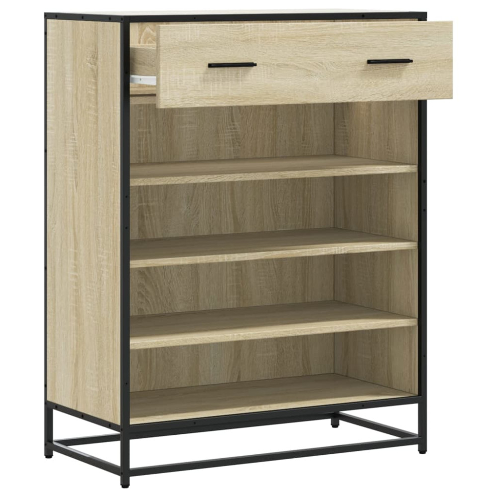 Produktbild för Skoskåp sonoma-ek 75x38x97,5 cm konstruerat trä och metall