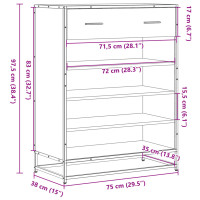 Produktbild för Skoskåp sonoma-ek 75x38x97,5 cm konstruerat trä och metall