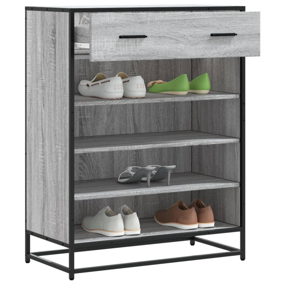 Produktbild för Skoskåp grå sonoma 75x38x97,5 cm konstruerat trä och metall